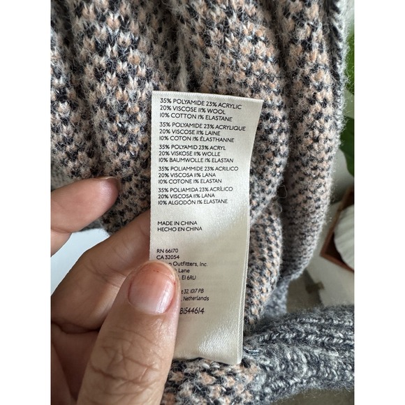 Free People Cardigan Front Button August Peach Gray Petals Combo S Oversize - Picture 7 of 10